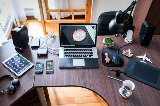 Person typing on laptop, securing international gadget deals